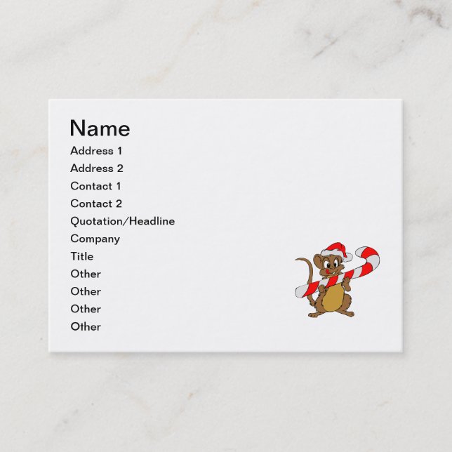 Carte De Visite Souris avec du sucre de canne de Noël (Devant)