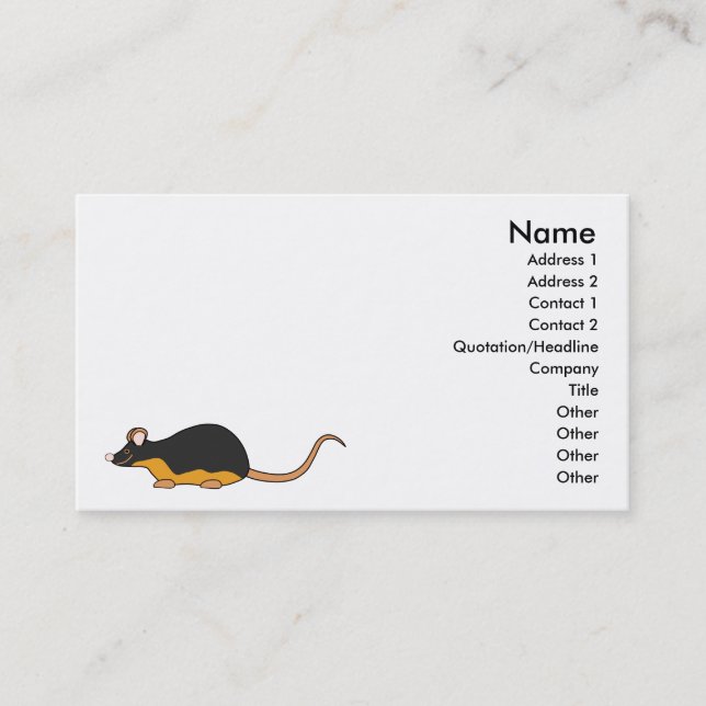 Carte De Visite Souris d'animal familier. TAN noir (Devant)