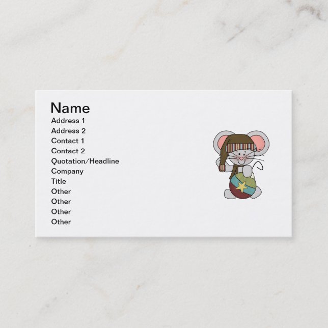 Carte De Visite Souris de Noël avec l'ornement (Devant)
