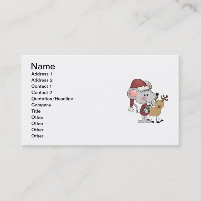 Carte De Visite Souris de Noël et (Devant)