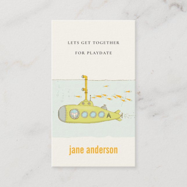 Carte De Visite Sous-marin Monogramme Enfant Joueur Appel (Devant)