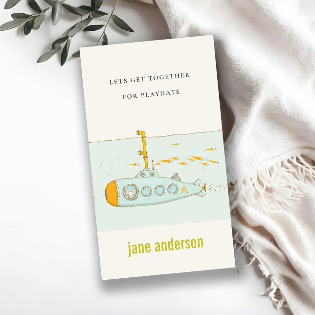 Carte De Visite Sous-marin Monogramme Enfant Joueur Appel (Créateur téléchargé)