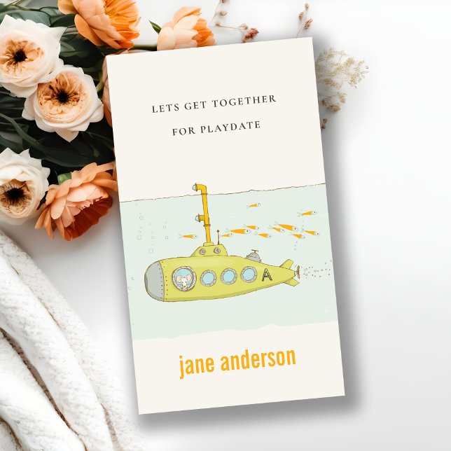 Carte De Visite Sous-marin Monogramme Enfant Joueur Appel (Créateur téléchargé)