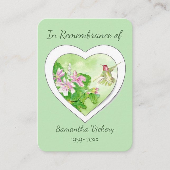 Carte De Visite Soutenir le service commémoratif Aquarelle Humming (Devant)