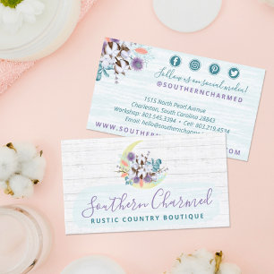 Carte De Visite Southern Floral Cotton Moon & Wood Social Media