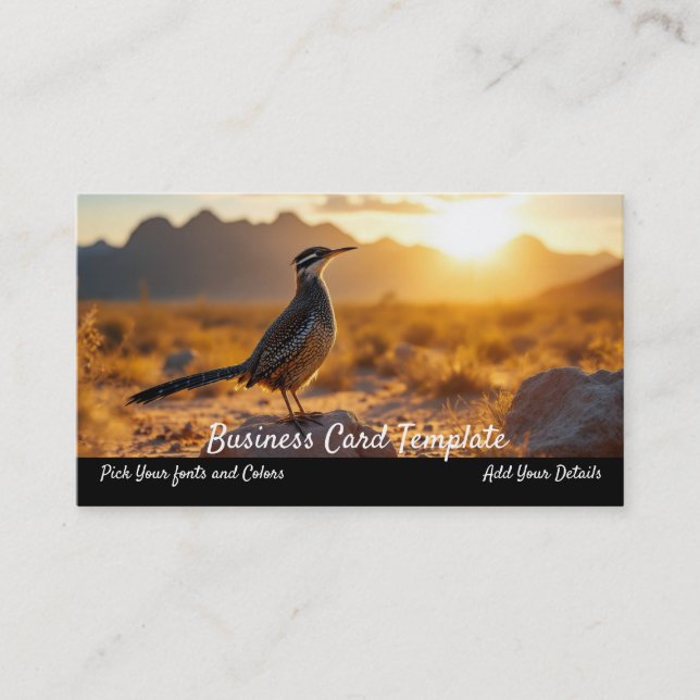 Carte De Visite Southwestern Arizona Sunrise Roadrunner (Devant)