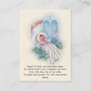 Carte De Visite Souvenir de baptême de bébé Ange prière