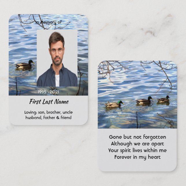 Carte De Visite Souvenir mémorial canards oiseaux du lac (Devant / Derrière)