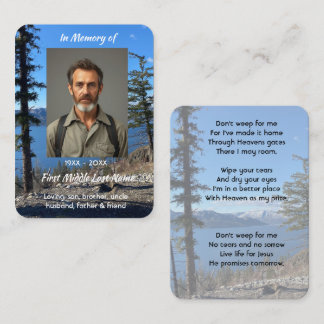 Carte De Visite Souvenir mémorial chrétien Lac Arbres de la forêt