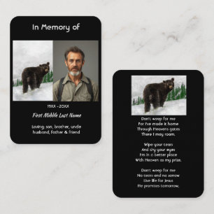 Carte De Visite Souvenir Mémorial Chrétien Ours Noir Animal
