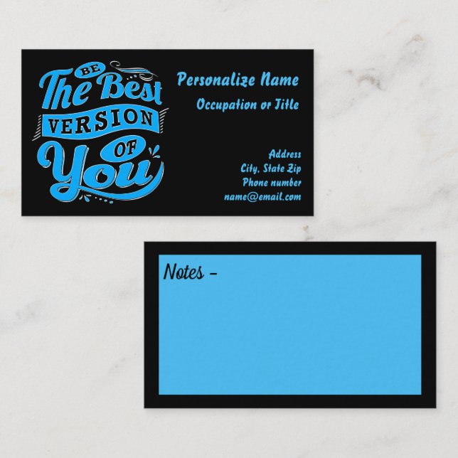 Carte De Visite Soyez la meilleure version de votre citation Blue  (Devant / Derrière)