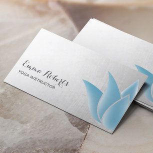 Carte De Visite Spa curatif bleu élégant de Lotus d'instructeur