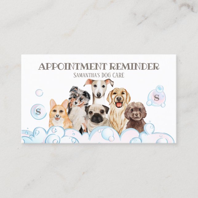 Carte De Visite Spa de chien assis Bain Grooming Rendez-vous Rappe (Devant)
