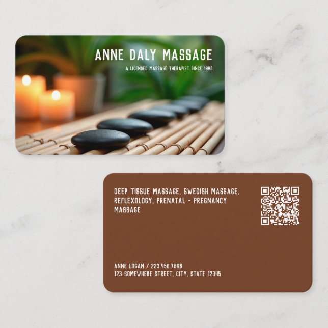 Carte De Visite Spa de massage QR personnalisé (Devant / Derrière)