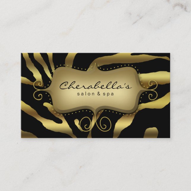 Carte de visite Spa du salon rétro Zebra Gold (Devant)