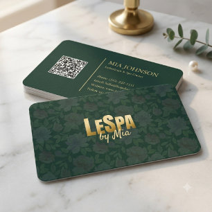 Carte de visite Spa Fleurie Vert Émeraude Moderne