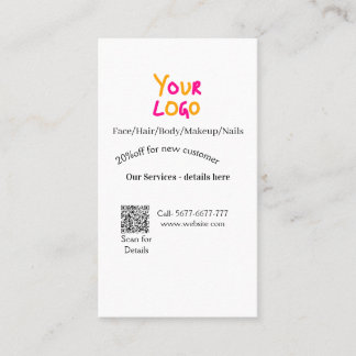 Carte De Visite Spa massage salon discount offer services contact 