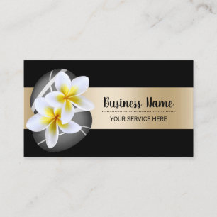 Carte De Visite Spa Plumeria Flowers Stones Gold Bar Beauty Salon