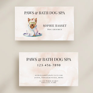 Carte De Visite Spa pour chien adorable Aquarelle Beige