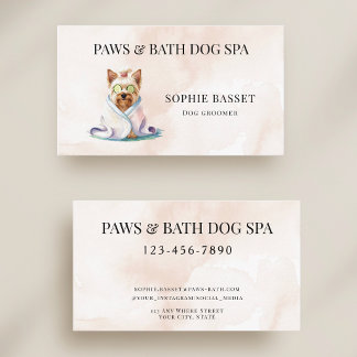 Carte De Visite Spa pour chien adorable Aquarelle Beige