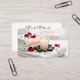 Carte De Visite Spa romantique avec pétales de rose et cœurs