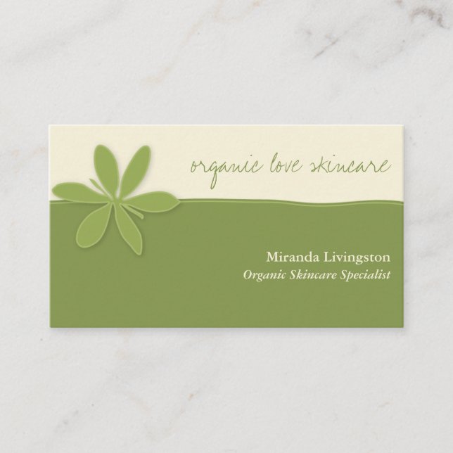 Carte De Visite Spa simple à fleurs vertes (Devant)