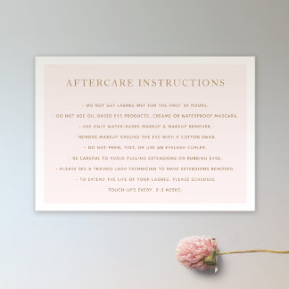Carte De Visite Spa simple Pink After Care pour Lash Extensions