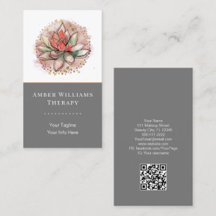 Carte De Visite Spa thérapeutique Yoga Succulent guérison QR Code
