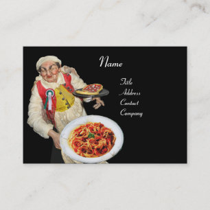 Carte De Visite SPAGHETTI & MANDOLIN CUISINE ITALIENNE, rouge noir