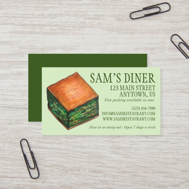 Carte De Visite Spanakopita Grec Cuisine Restaurant Diner (Devant/Arrière en situation)