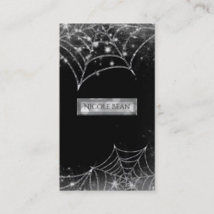 Carte De Visite Sparkling Spiderwebs Sombre Glam Halloween gothiqu