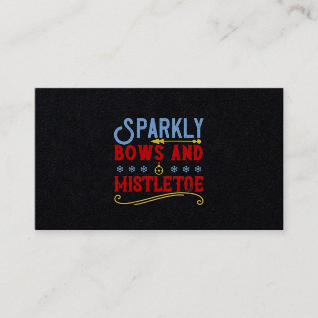 Carte De Visite Sparkly Bows And Mistletoe (Devant)