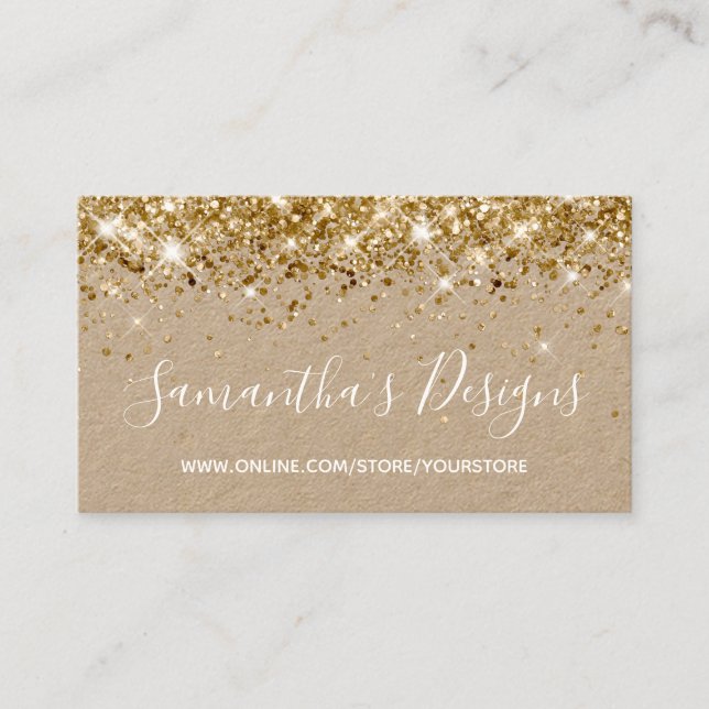 Carte De Visite Sparkly Gold Parties scintillant Boutique en ligne (Devant)