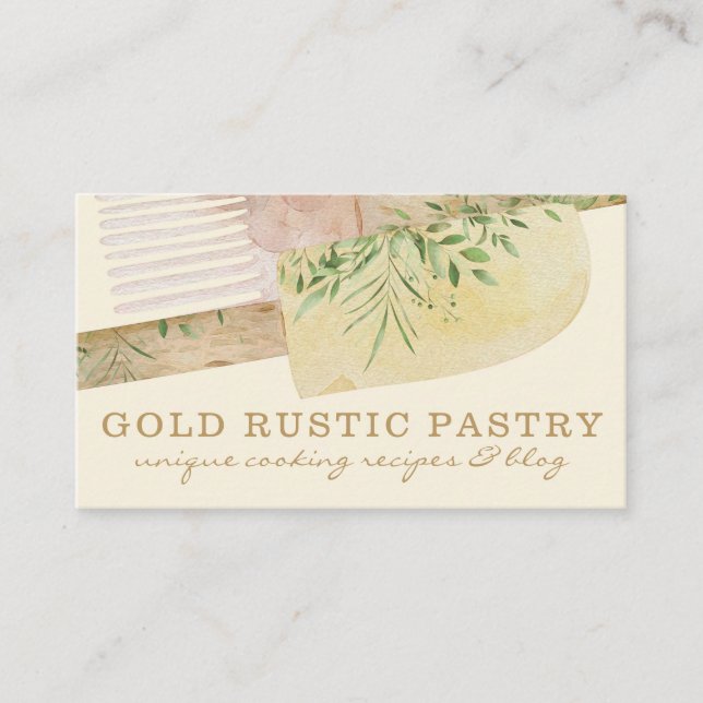 Carte De Visite Spatule à gâteau de chef pâtissier jaune boulanger (Devant)