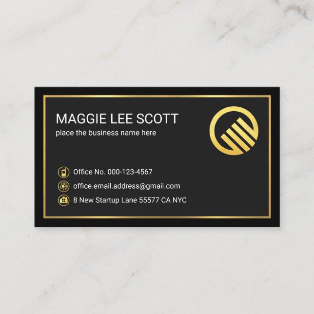 Carte De Visite Special Black Grey Gold Frame CEO Founder (Devant)
