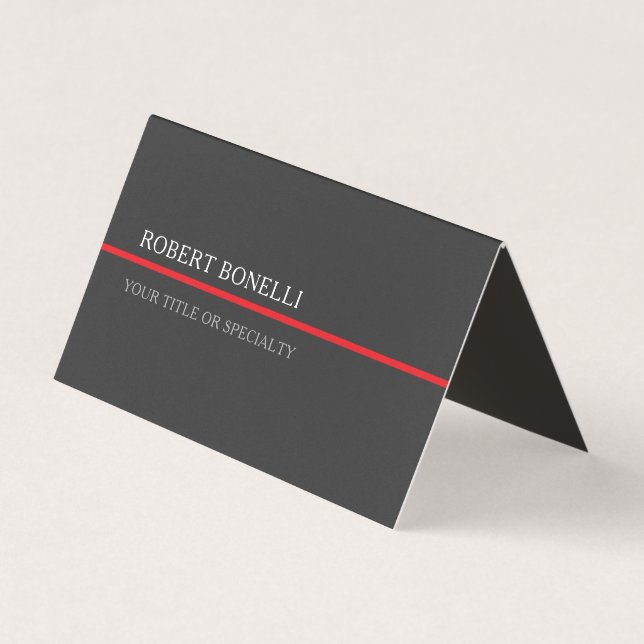 Carte De Visite Spécial Unique Gris Rouge Élégant Moderne (Devant)