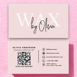Carte De Visite Spécialiste de la cire de code QR Esthétique rose