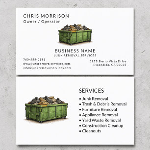 Carte De Visite Spécialiste des services de retrait de déchets