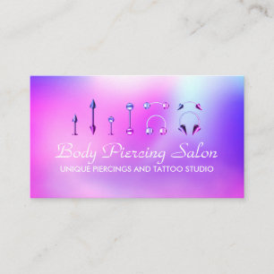 Carte De Visite Spécialiste du piercing hologramme Chic