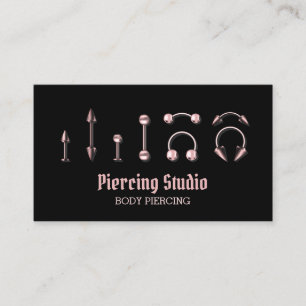 Carte De Visite Spécialiste du piercing moderne noir rose