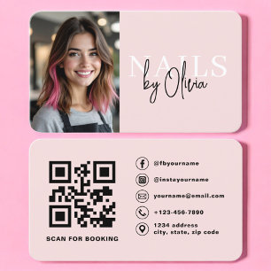 Carte De Visite Spécialiste en Ongles avec Code QR Photo