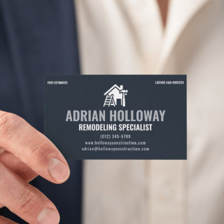 Carte De Visite Spécialiste en rénovation Charbon Moderne et Argen