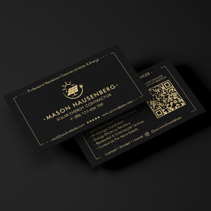 Carte De Visite Spécialiste moderne de panneaux solaires noir