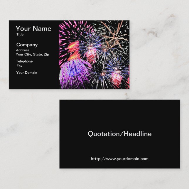 Carte De Visite Spectacle de Feux d'Artifice (Devant / Derrière)
