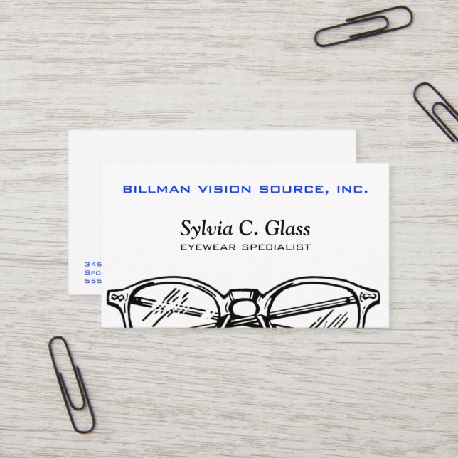 Carte De Visite Spectacles Vêtements de lunettes Vision optique (Devant/Arrière en situation)