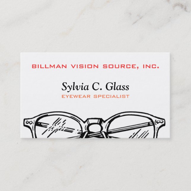 Carte De Visite Spectacles Vêtements de lunettes Vision optique (Devant)