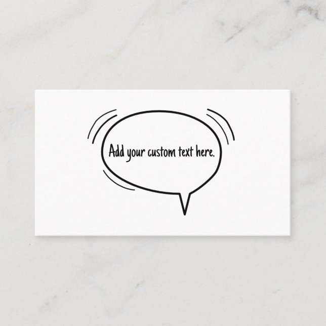 Carte De Visite Speech Bubble - ajoutez votre propre texte ! (Devant)