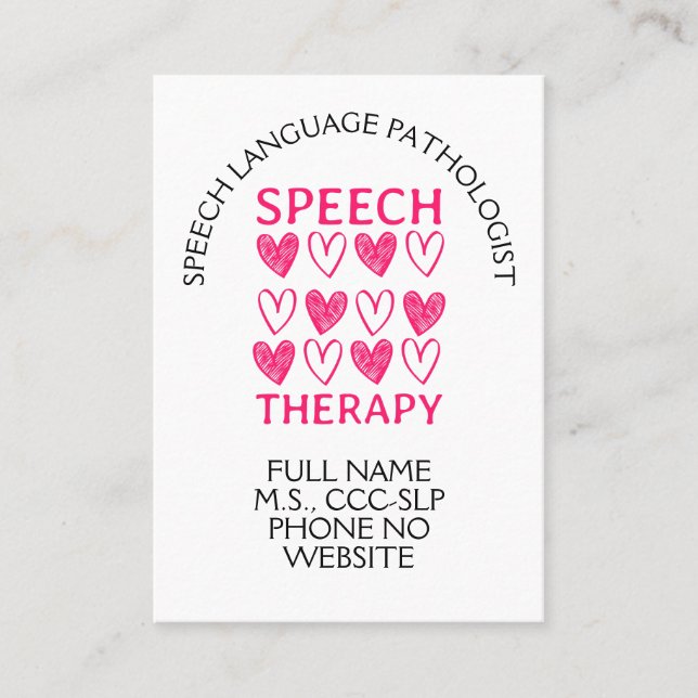 Carte De Visite Speech Therapy Speech Language Therapist (Devant)