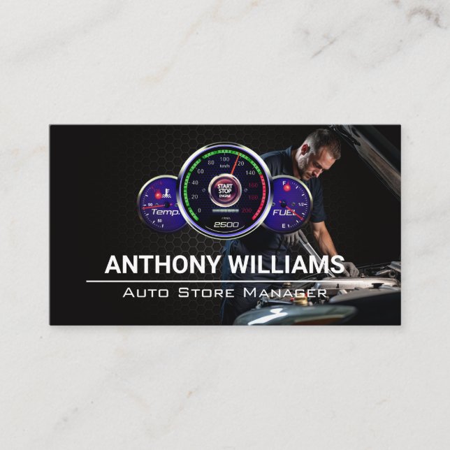 Carte De Visite Speedomètre automatique | Mécanique sur moteur (Devant)