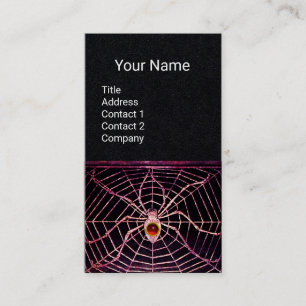 Carte De Visite SPIDER ET WEB Red Ruby Gemstone Black Paper